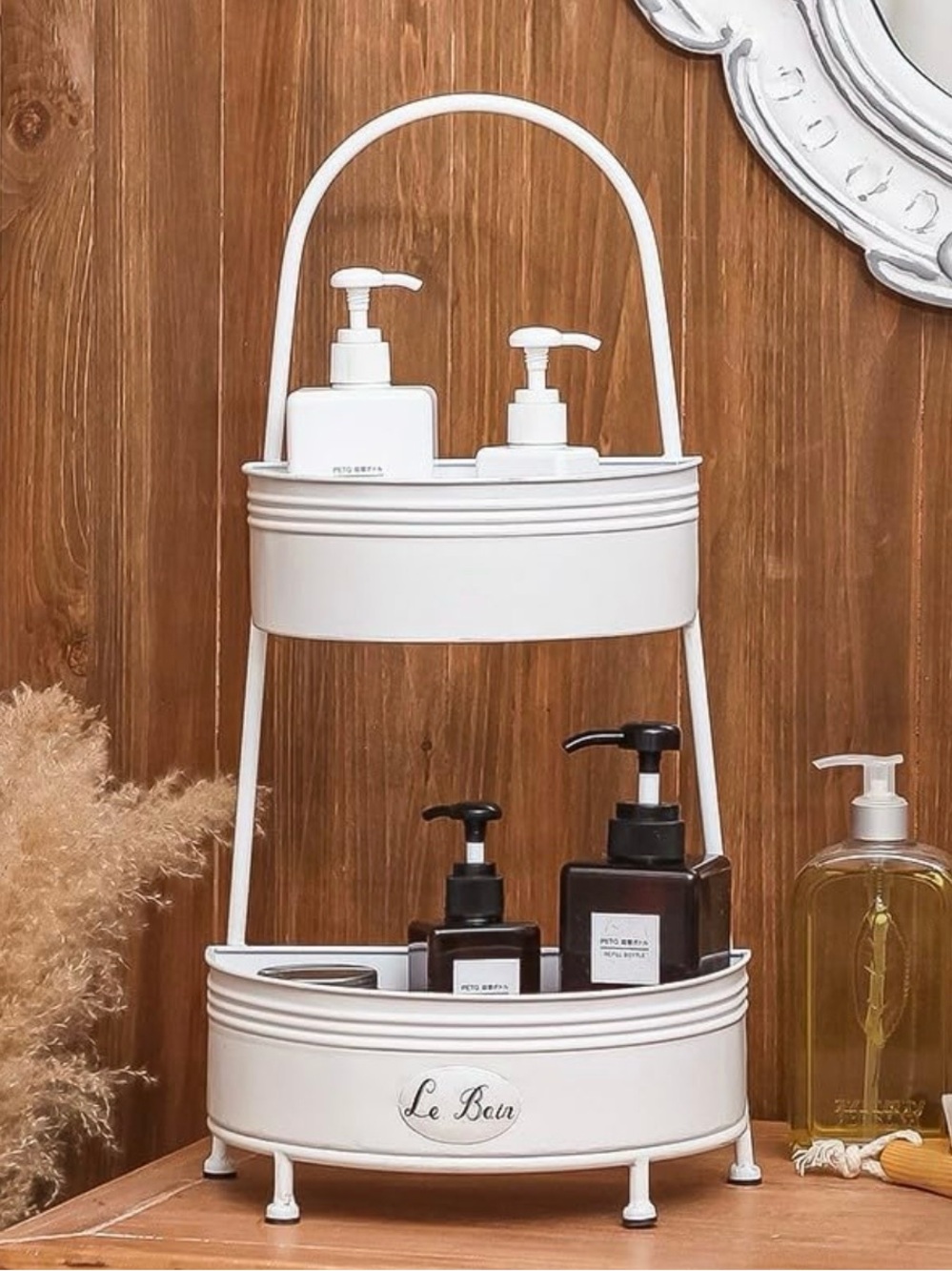French Country Two Tier Metal Storage Organizer